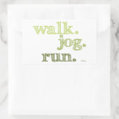 緑のウォークジョグ走(フォントシェーディング) 長方形シール (バッグ)