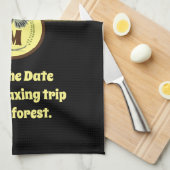 緑のウグイス飛んでいるカーモノグラム写真 キッチンタオル (四つ折り)