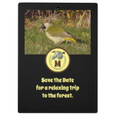 緑のウグイス飛んでいるカーモノグラム写真 クリップボード (裏面)