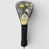 緑のウグイス飛んでいるカーモノグラム写真 ゴルフヘッドカバー (正面)