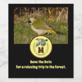 緑のウグイス飛んでいるカーモノグラム写真 ワインラベル (シングルラベル)