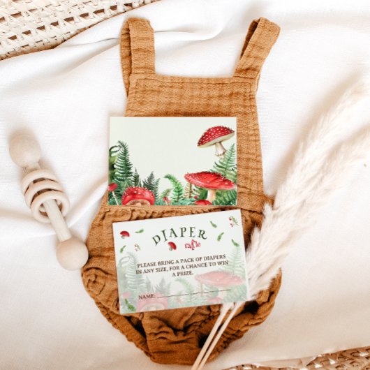 緑のウッドランドおむつラッフルベビーシャワー エンクロージャーカード