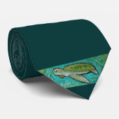 緑のウミガメのタイ ネクタイ (ロール)