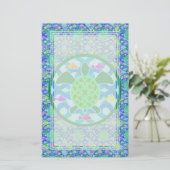 緑のウミガメのブランクの文房具 便箋 (スタンド正面)