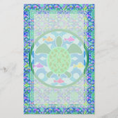 緑のウミガメのブランクの文房具 便箋 (正面)