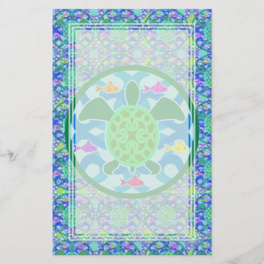 緑のウミガメのブランクの文房具 便箋 (正面)