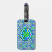 緑のウミガメの荷物のラベル ラゲッジタグ (裏面縦)