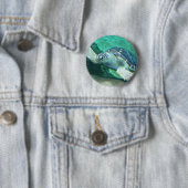 緑のウミガメボタン 缶バッジ (インサイチュ)