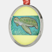 緑のウミガメ メタルオーナメント (左)