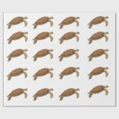 緑のウミガメ ラッピングペーパー (フラット)