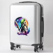 緑のエイリアンと剣 シール (スーツケース)