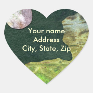 緑のエイリアンの世界のSFラベンダームーン ハートシール