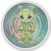 緑のエイリアンの子供 シール (正面)