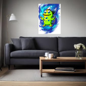 緑のエイリアンの生き物の多くの目 | AI Art ポスター