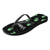 緑のエイリアンの頭を黒に ビーチサンダル (アングル)