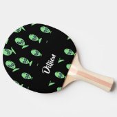 緑のエイリアンの頭を黒に 卓球ラケット (横)