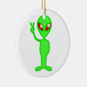 緑のエイリアンシルエット セラミックオーナメント (右)
