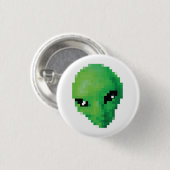 緑のエイリアンボタン 缶バッジ (正面&裏面)