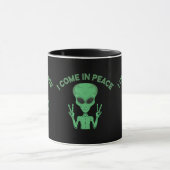 緑のエイリアン来Iin Peace地球外UFO マグカップ (中央)