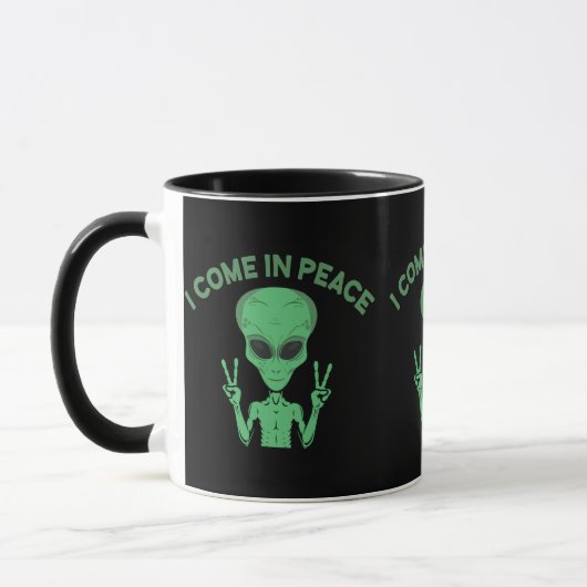 緑のエイリアン来Iin Peace地球外UFO マグカップ (左)