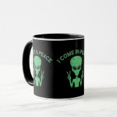緑のエイリアン来Iin Peace地球外UFO マグカップ (正面左)