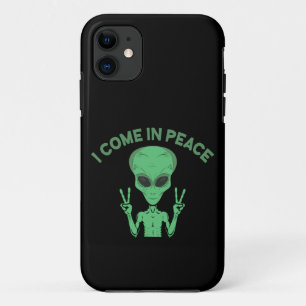 緑のエイリアン来Iin Peace地球外UFO iPhone 11 ケース