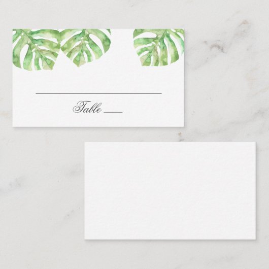 緑のエキゾチック葉な。夏の熱帯結婚植物 プレイスカード (正面/裏面)