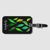 緑のエコの葉の水彩画の葉の芸術 ラゲッジタグ (正面横)