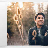 緑のエッジ抽象芸術ブラシストローク写真卒業 三つ折り招待状 (内部中)