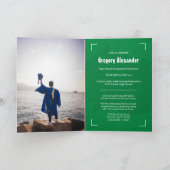 緑のエッジ抽象芸術ブラシストローク写真卒業 招待状 (内部)