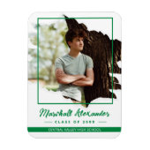 緑のエッジ抽象芸術破れた写真卒業 マグネット (縦)