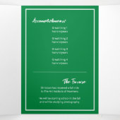 緑のエッジ抽象芸術破れた写真卒業 三つ折り招待状 (内部中)