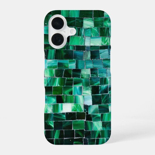 緑のエメラルドタイル iPhone 16ケース (裏面)
