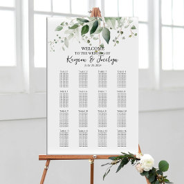 緑のエレガントな結婚式のシーティングチャート16テーブル ポスター