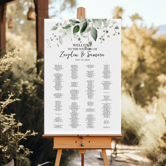 緑のエレガントな結婚式のシーティングチャート ポスター