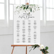 緑のエレガントな結婚式のシーティングチャート