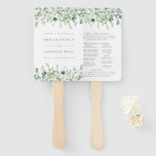 緑のエレガントな結婚式のプログラムファン ハンドファン