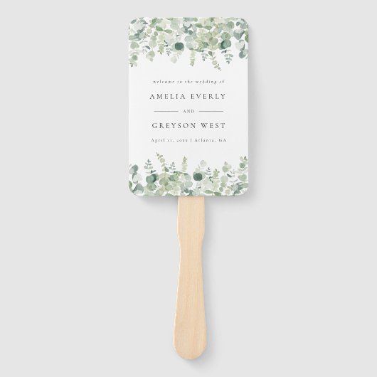 緑のエレガントな結婚式のプログラムファン ハンドファン (正面)