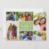 緑のエレガントクリスマスモノグラム写真コラージュ シーズンカード (正面)