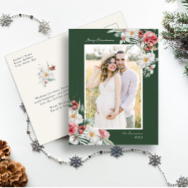 緑のエレガントクリスマス写真の休日はがき ポストカード