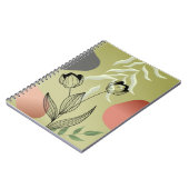 緑のエレガントグラデーションに黒い線のアートチューリップ ノートブック (左側)