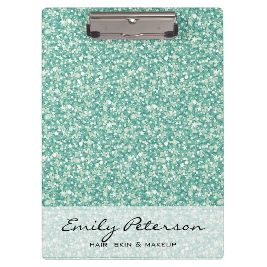 緑のエレガントグリッターパターン クリップボード (正面)