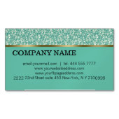 緑のエレガントグリッターパターン マグネット名刺 (正面)