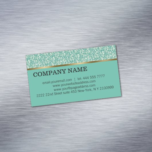 緑のエレガントグリッターパターン マグネット名刺 (インサイチュ)