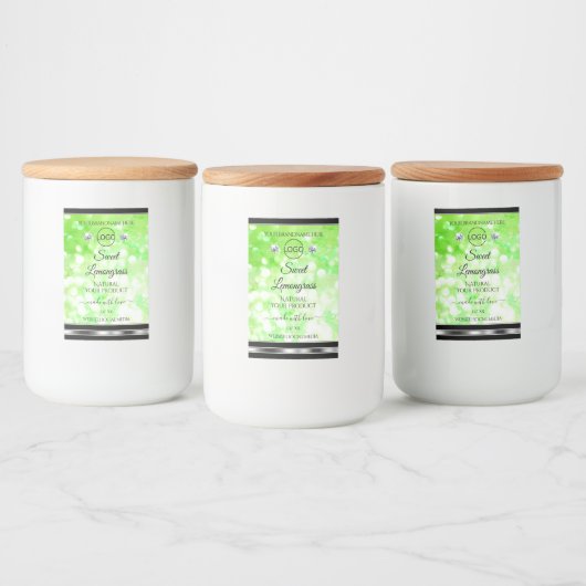 緑のエレガントグリッター製品ラベルのダイヤモンドのロゴ フードラベル (ボトル)