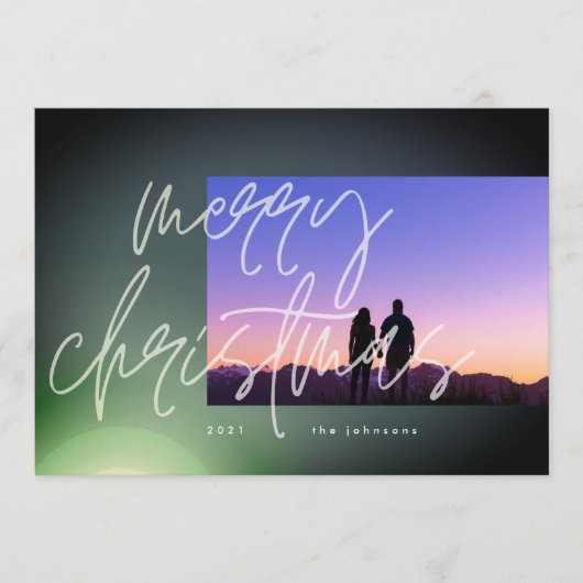 緑のエレガントグローのクリスマスグラデーシグラデーションョン シーズンカード (正面)