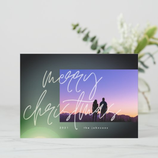 緑のエレガントグローのクリスマスグラデーシグラデーションョン シーズンカード (スタンド正面)