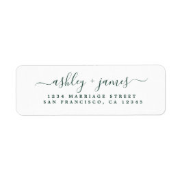 緑のエレガントスクリプ結婚ト差出人住所 ラベル