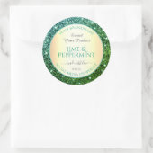 緑のエレガントティール(緑がかった色)グラデーショングリッター製品ラベル ラウンドシール (バッグ)