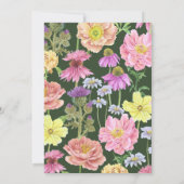 緑のエレガントハチと野草の赤ちゃんシャワー 招待状 (裏面)